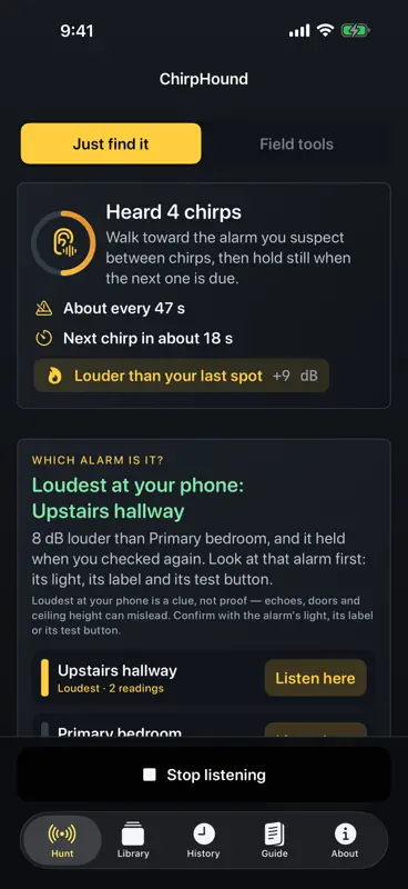 ChirpHound: Smoke Alarm Finder screenshot 1 of 8