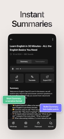 Summarify: AI Video Summarizer iPhone screenshot