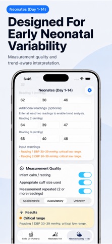 Pediatric Blood Pressure Tool screenshot