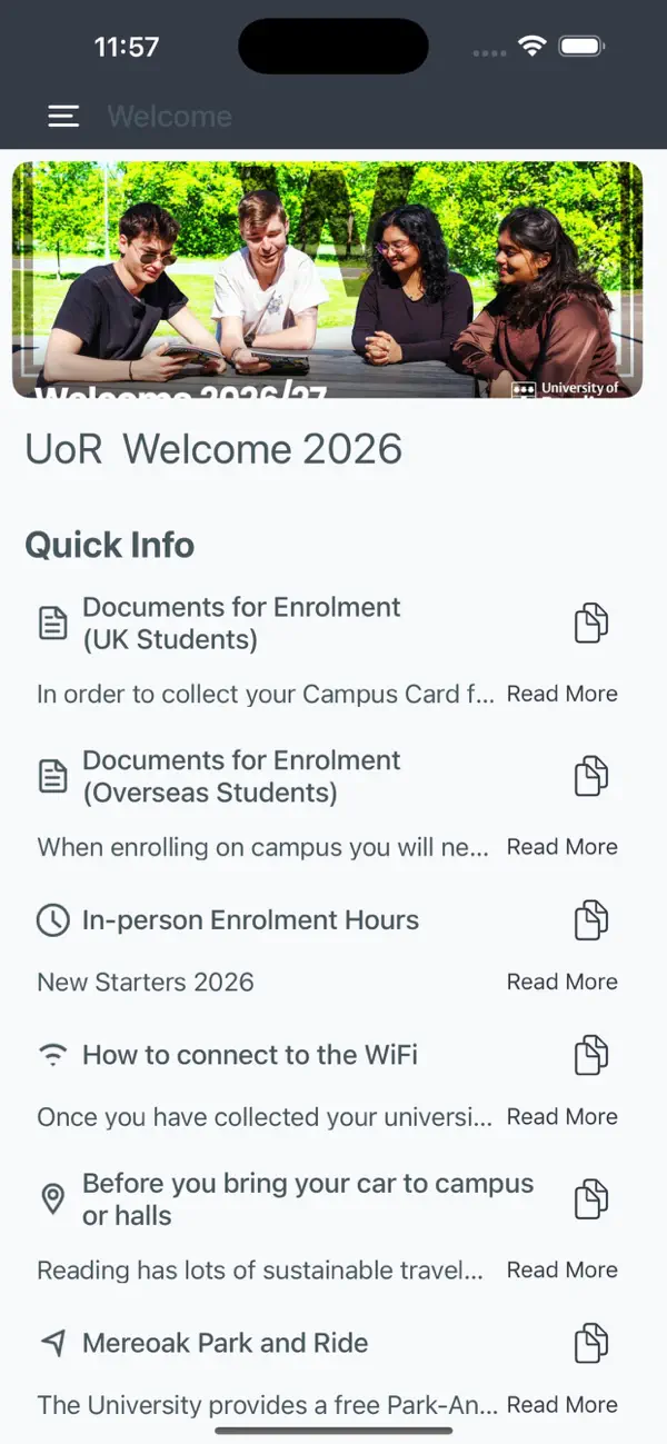 Screenshot #1 pour UoR Welcome