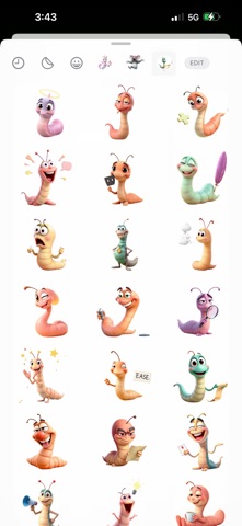 Super Witty Worm Stickers iPhone screenshot