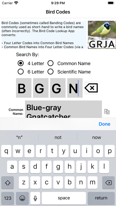Bird Code Lookup
