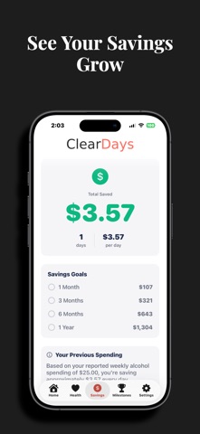 Clear Days : Sobriety Tracker Screenshot 3 of 8