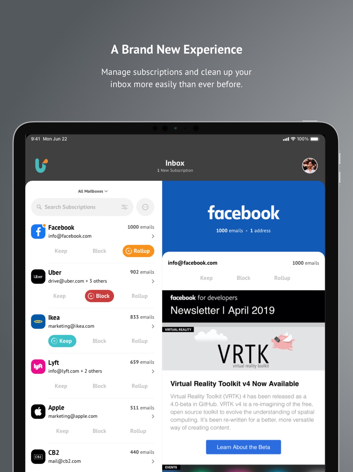 Unroll.Me - Email Cleanup ipad screenshot 1