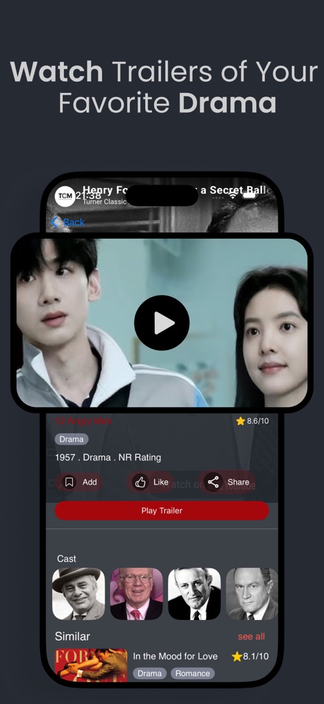 Xuper TV : Movies & TV Series - Users can preview film trailers instantly and explore detailed cast information, ensuring an informed movie choice before watching.