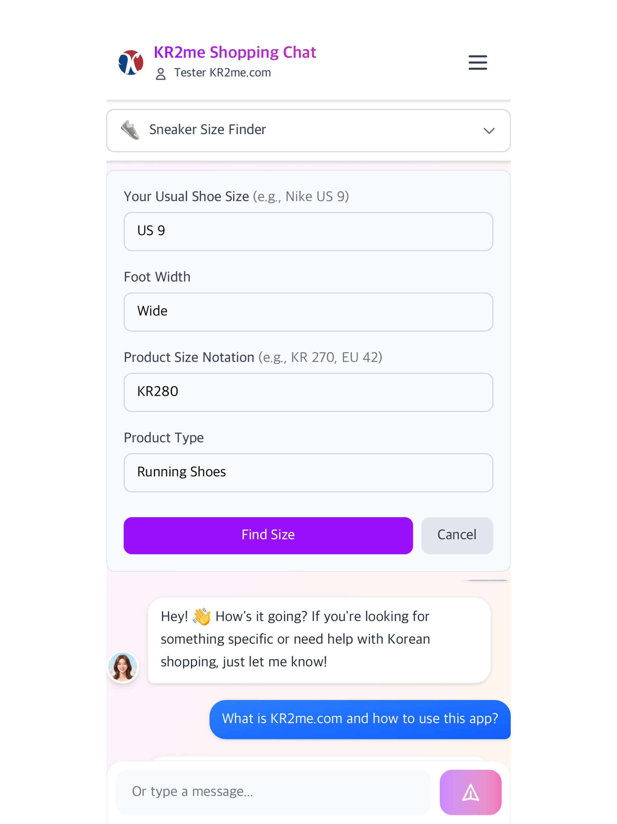 KR2me Shopping Chat