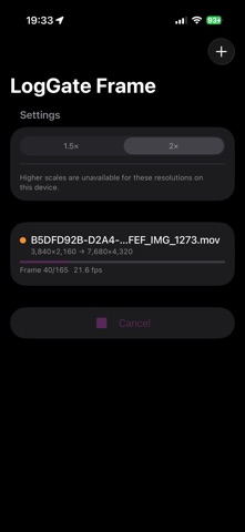 LogGate Frame: Video Upscaler Screenshot 1 of 3