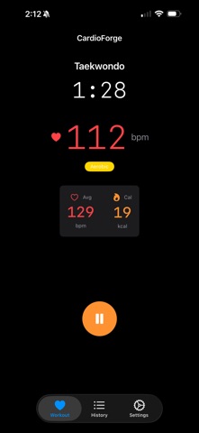 CardioForge Workout Tracker screenshot