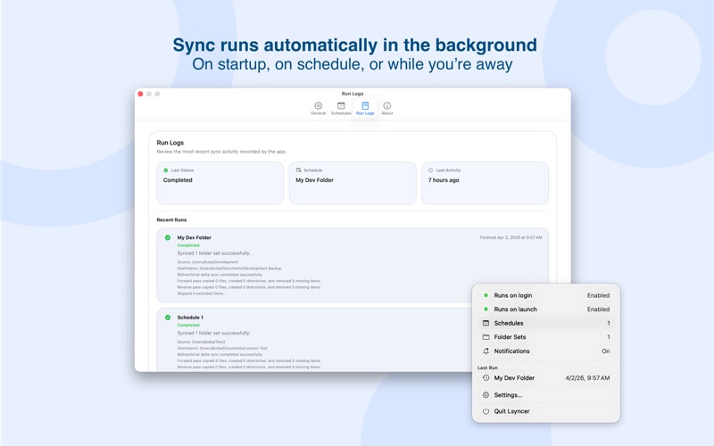 Lsyncer: Dev Folder Sync screenshot