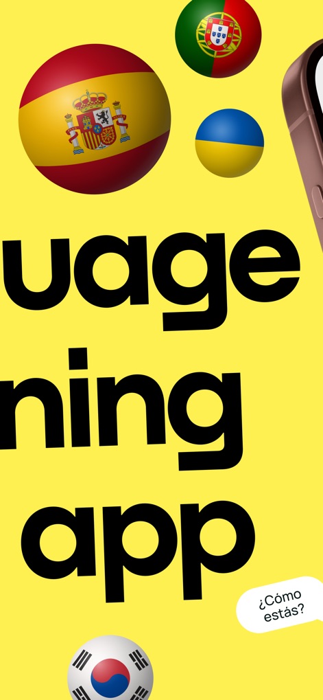 Promova: Language Learning App - Das Bild demonstriert die breite Sprachauswahl der App, wobei die spanische und portugiesische Flagge die verschiedenen Lernoptionen visuell repräsentieren.