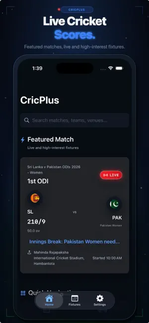 CricPlus: live cricket score screenshot 1