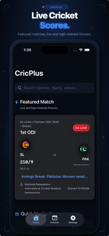 CricPlus: live cricket score Screenshot 1 of 7