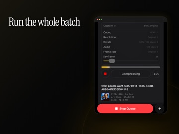 Cinder - compress videos iPad screenshot