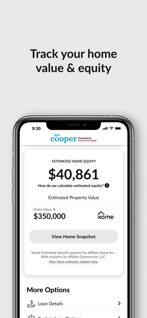 Mr. Cooper - This tool provides a real-time overview of estimated home equity and tracks the property's value, empowering users with crucial financial data.