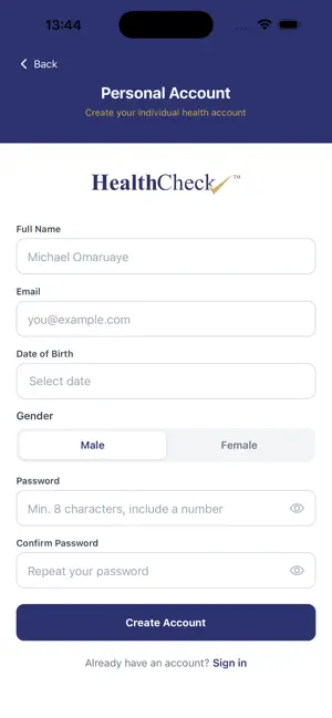 NHP HealthCheck screenshot 1