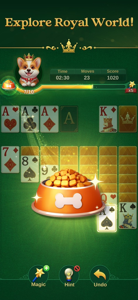 Jenny Solitaire - Card Games - Players are immersed in an elegant brand style while collecting generous rewards, such as dog food for Jenny, to enhance their gaming experience.