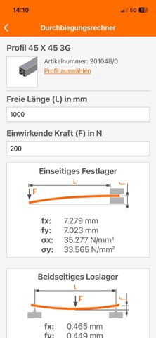 Durchbiegungsrechner screenshot