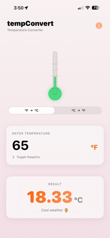 tempConvert iPhone screenshot