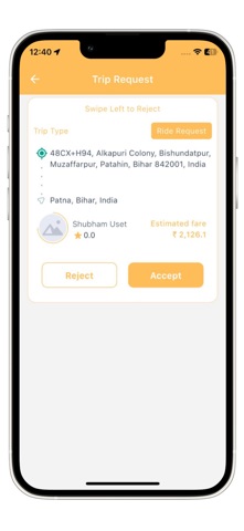 GoRyde Driver app screenshot