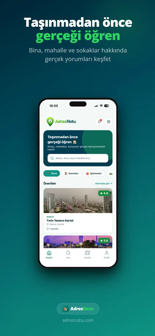 Screenshot #1 pour AdresNotu: Ev & Semt Yorumları