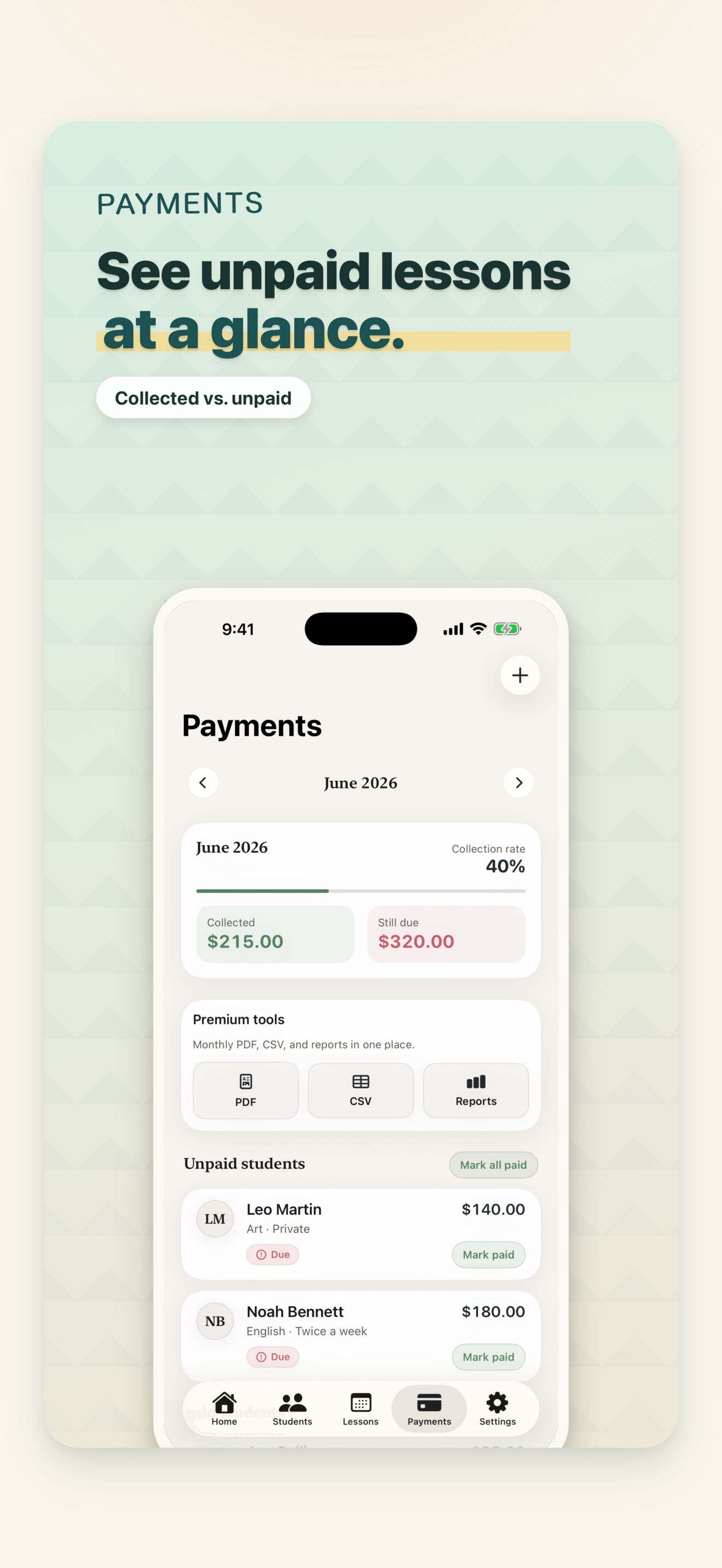 Lessonory: Tuition Tracker