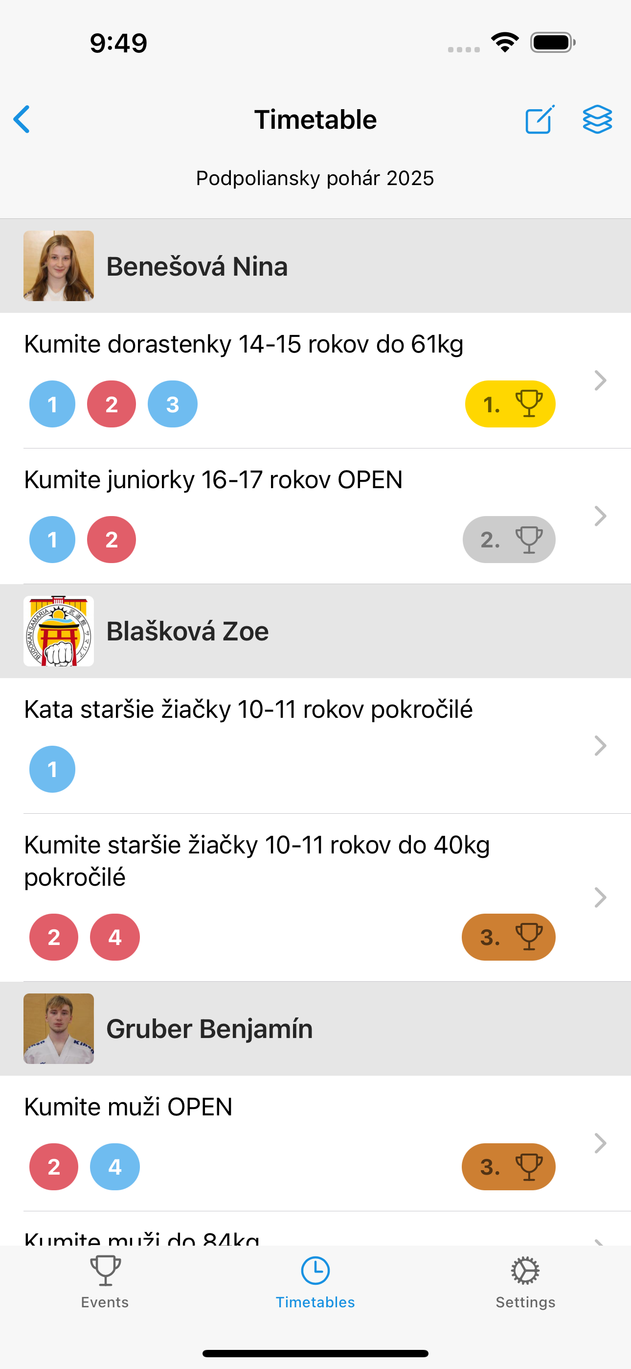 Súťaže KARATE mobile