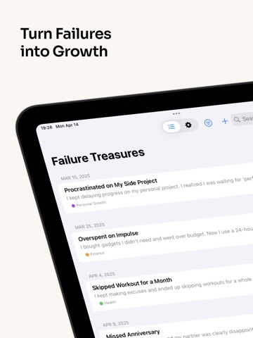 Memo for success Failure Memo iPad screenshot
