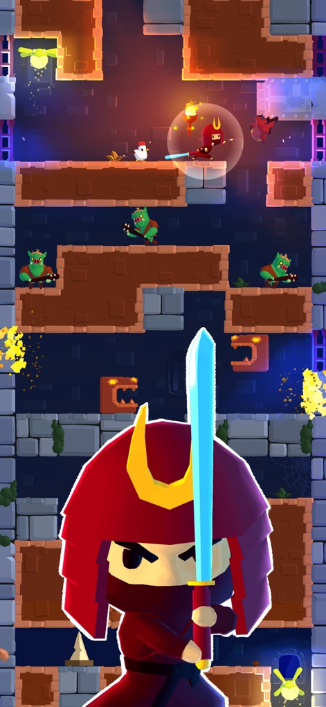 Once Upon a Tower - Experience the thrilling sword combat as a samurai-themed princess expertly dispatches foes, showcasing dynamic battle animations and challenging enemy encounters.