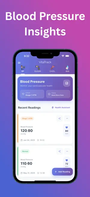 VitaTrack - Blood Pressure App screenshot 1