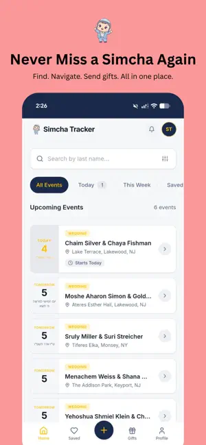 Simcha Tracker screenshot 1