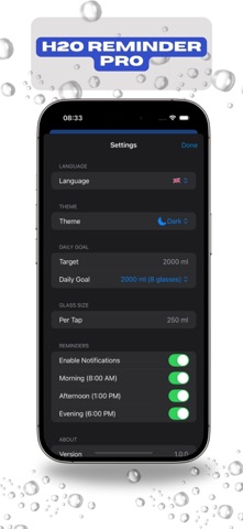 H2O Reminder Pro iPhone screenshot