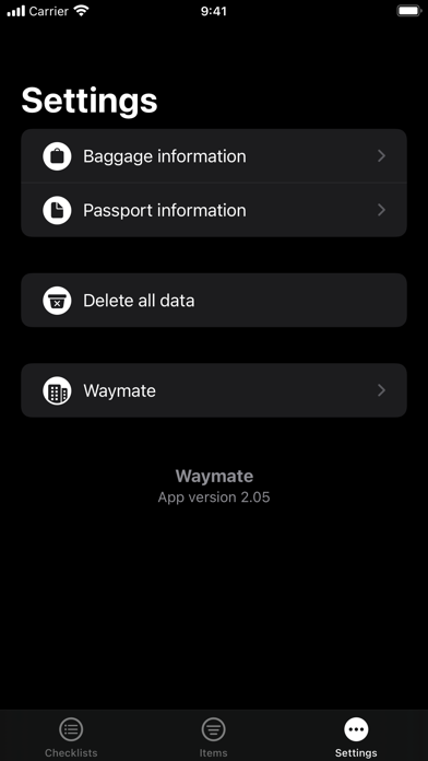 Waymate:Packing List Checklist Screenshot