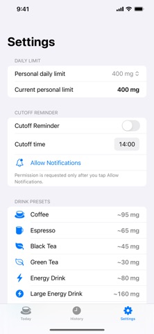 CaffeineTap screenshot