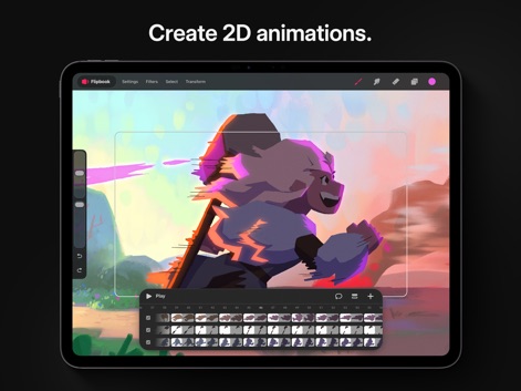 Procreate Dreams - ユーザーは、躍動感あふれる2Dアニメーションをフリップブック機能で制作でき、動きの軌跡を視覚化するカスタマイズ可能なオニオンスキンを活用できます。
