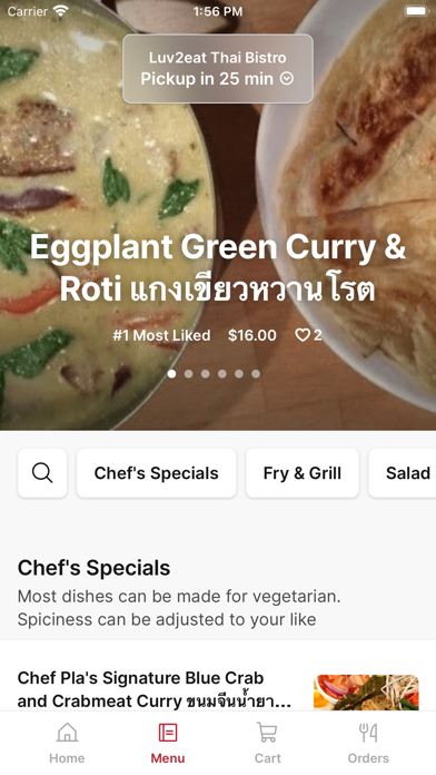 Luv2eat Thai To Go iPhone screenshot 2 - Food & Drink app