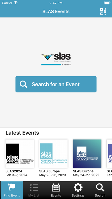 SLAS Events Screenshot