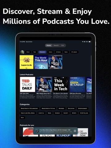 Zene: Music, Podcasts & Ent. iPad screenshot