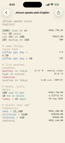 Jotsum：会算数的记事本 screenshot