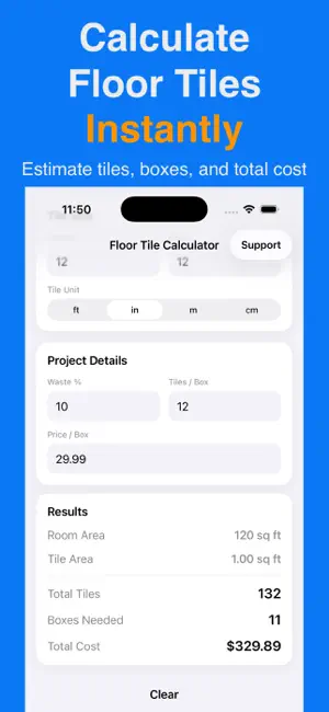 Floor Tile Calculator: Cost screenshot 1