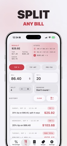 Percentage Calculator: Tip screenshot