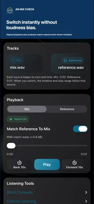 AB Mix Check screenshot 2