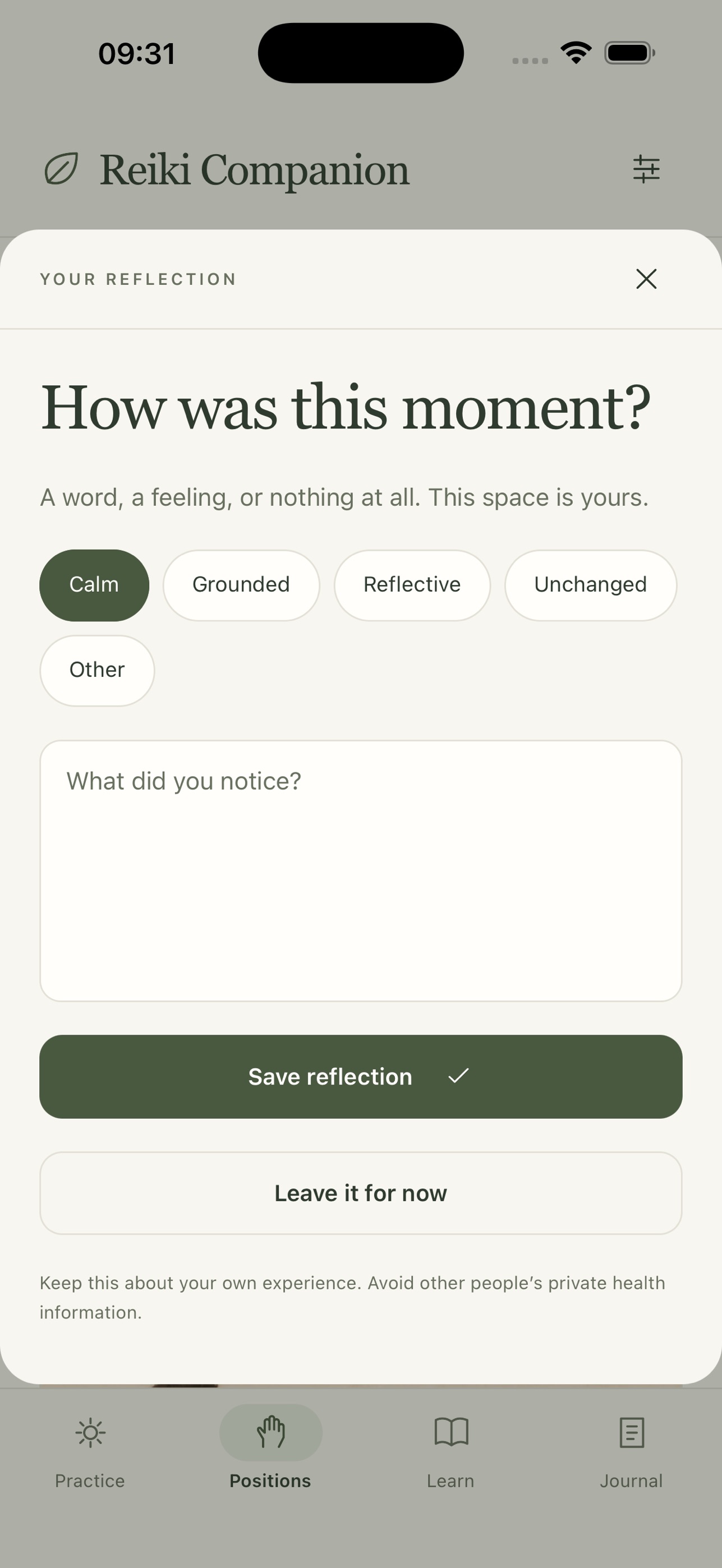 Screenshot 1 of Reiki Companion