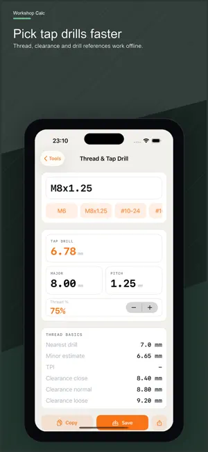 Workshop Calc screenshot 3