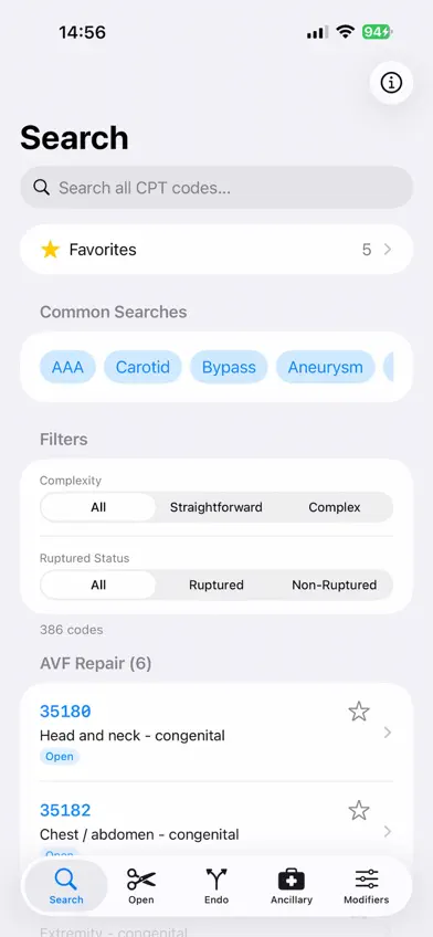 Vascular CPT Coder screenshot 1