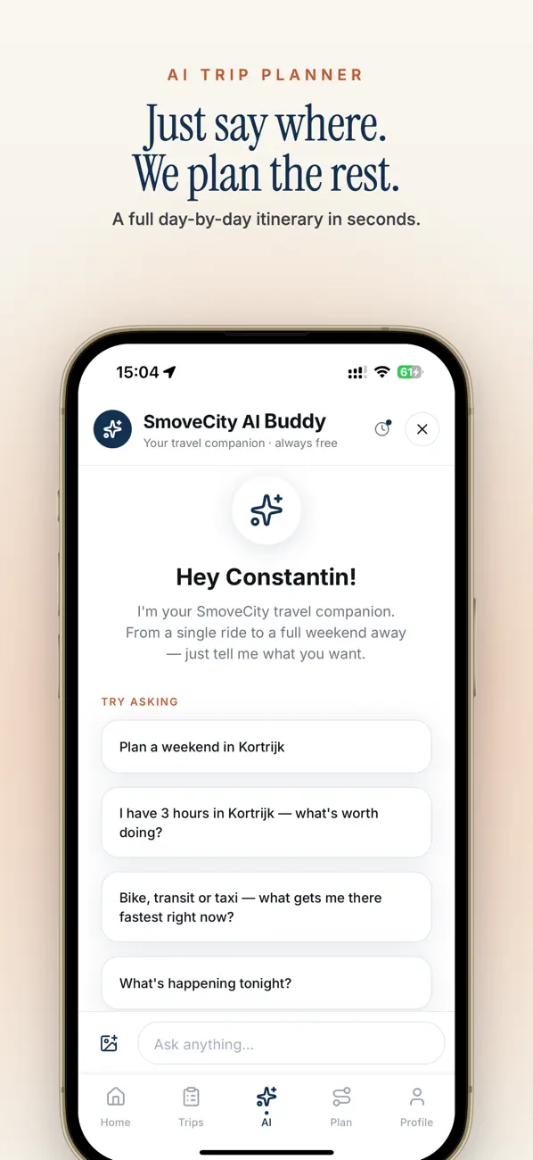 Screenshot #1 pour SMOVECITY: AI Travel Planner