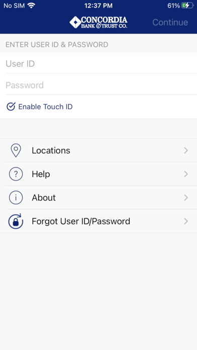 Concordia Bank Mobile Screenshot