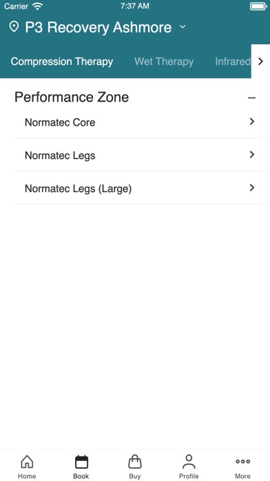 P3 Recovery Mindbody Screenshot