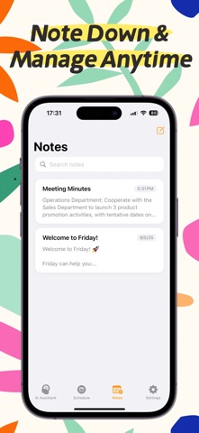 Friday AI Daily Calendar iPhone screenshot