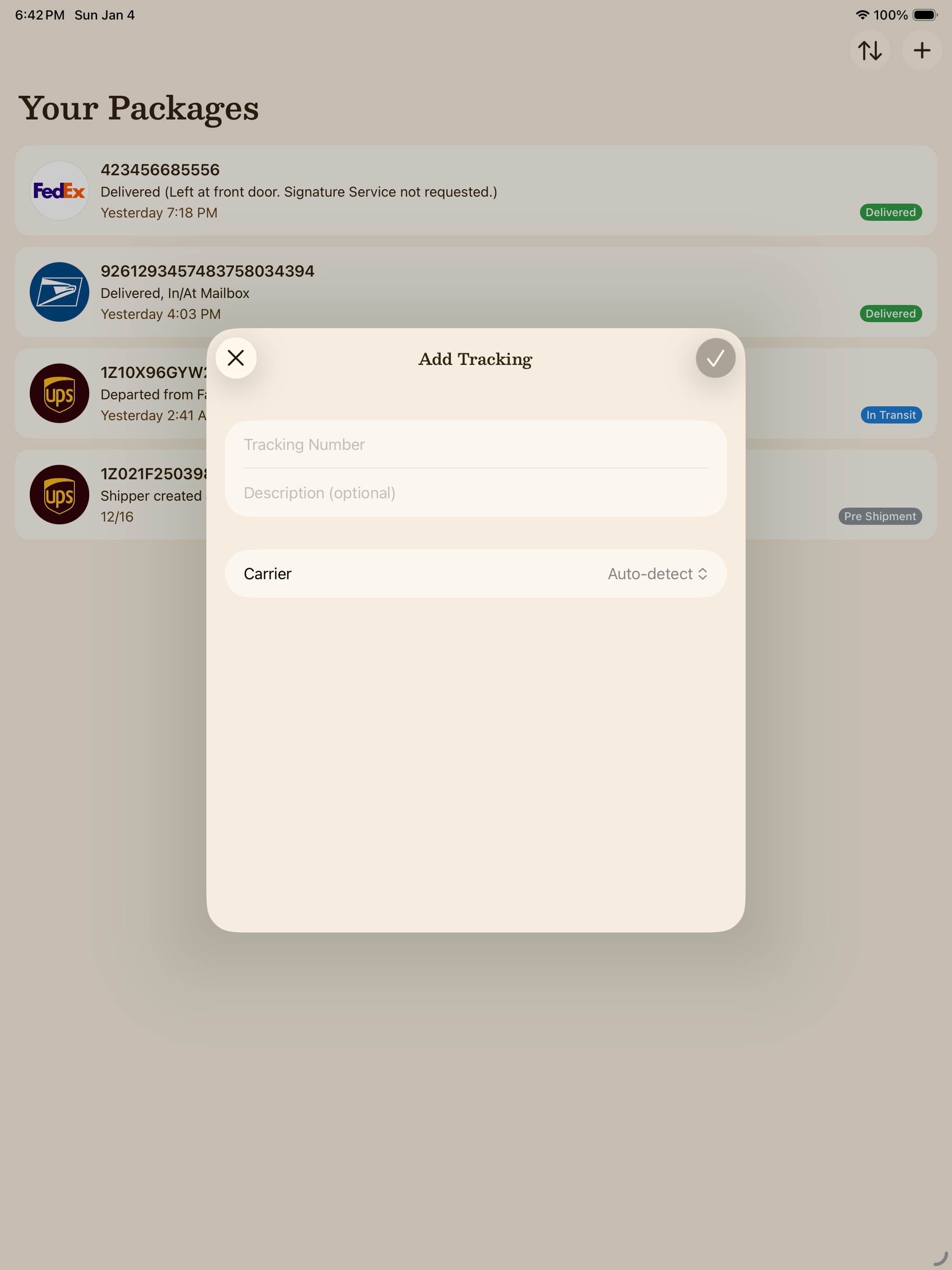 Delivered — Track packages