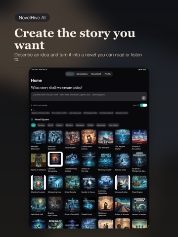 NovelHive AI iPad screenshot